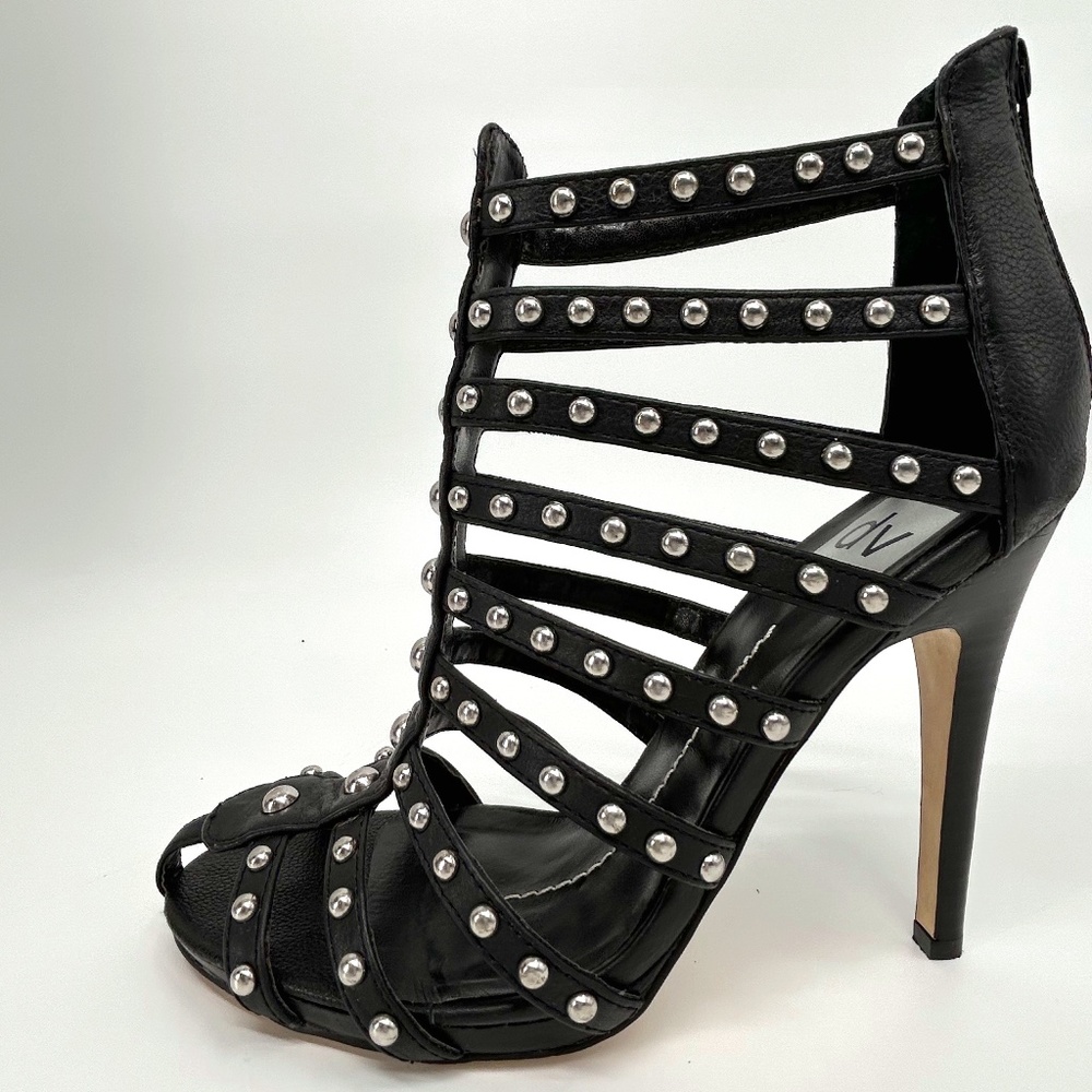Dolce Vita Cougar Gatsby Black Leather Studded High Heels
